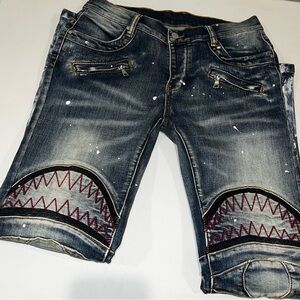 Zumiez Dript Denim D.029 Biker Blue button fly Skinny Jeans size 30